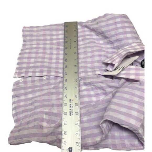 Zara Gingham Crop Top Button Down Blouse Shoulder Pads‎ Bright Pastel - Picture 3 of 11